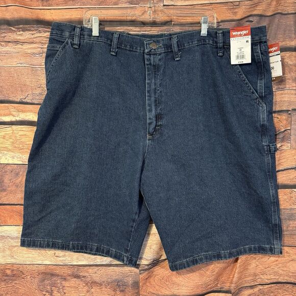 Wrangler Angler Carpenter Shorts Men's 46 Denim Blue Work Casual Relaxed Fit - Picture 1 of 8